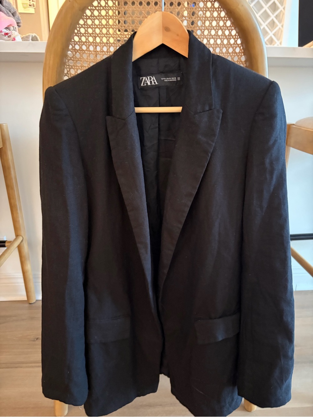 ZARA XS Black Linen Blend Blazer